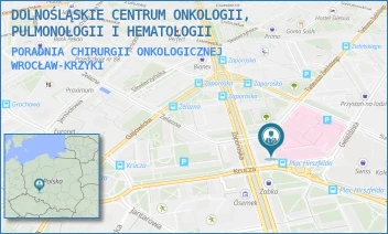 PORADNIA CHIRURGII ONKOLOGICZNEJ - DOLNOŚLĄSKIE CENTRUM ONKOLOGII, PULMONOLOGII I HEMATOLOGII - PL. LUDWIKA HIRSZFELDA 12,  WROCŁAW-KRZYKI
