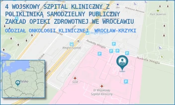 ODDZIAŁ ONKOLOGII KLINICZNEJ - 4 WOJSKOWY SZPITAL KLINICZNY Z POLIKLINIKĄ SAMODZIELNY PUBLICZNY ZAKŁAD OPIEKI ZDROWOTNEJ WE WROCŁAWIU - UL. RUDOLFA WEIGLA 5,  WROCŁAW-KRZYKI