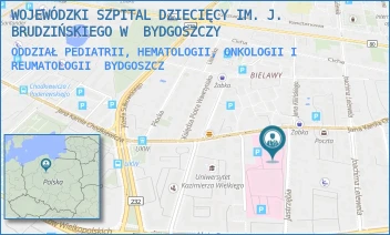 ODDZIAŁ PEDIATRII, HEMATOLOGII, ONKOLOGII I REUMATOLOGII - WOJEWÓDZKI SZPITAL DZIECIĘCY IM. J. BRUDZIŃSKIEGO W  BYDGOSZCZY - CHODKIEWICZA 44,  BYDGOSZCZ