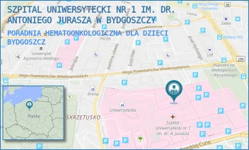 PORADNIA HEMATOONKOLOGICZNA DLA DZIECI - SZPITAL UNIWERSYTECKI NR 1 IM. DR. ANTONIEGO JURASZA W BYDGOSZCZY - MARII SKŁODOWSKIEJ-CURIE 9,  BYDGOSZCZ