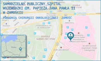 PORADNIA CHIRURGII ONKOLOGICZNEJ - SAMODZIELNY PUBLICZNY SZPITAL WOJEWÓDZKI IM. PAPIEŻA JANA PAWŁA II W ZAMOŚCIU - ALEJE JANA PAWŁA 10,  ZAMOŚĆ