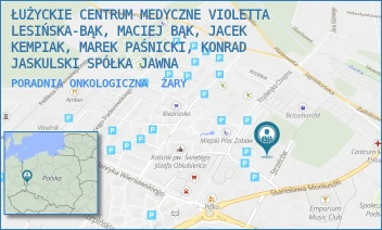 PORADNIA ONKOLOGICZNA - ŁUŻYCKIE CENTRUM MEDYCZNE VIOLETTA LESIŃSKA-BĄK, MACIEJ BĄK, JACEK KEMPIAK, MAREK PAŚNICKI, KONRAD JASKULSKI SPÓŁKA JAWNA - UL. STRZELCÓW 10,  ŻARY