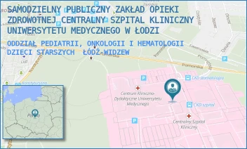 ODDZIAŁ PEDIATRII, ONKOLOGII I HEMATOLOGII DZIECI STARSZYCH - SAMODZIELNY PUBLICZNY ZAKŁAD OPIEKI ZDROWOTNEJ CENTRALNY SZPITAL KLINICZNY UNIWERSYTETU MEDYCZNEGO W ŁODZI - UL. POMORSKA 251,  ŁÓDŹ-WIDZEW