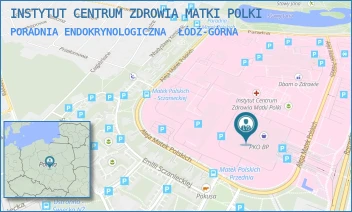 PORADNIA ENDOKRYNOLOGICZNA - INSTYTUT CENTRUM ZDROWIA MATKI POLKI - UL. RZGOWSKA 281/289,  ŁÓDŹ-GÓRNA