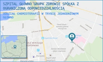 ODDZIAŁ CHEMIOTERAPII W TRYBIE JEDNODNIOWYM - SZPITAL GŁOWNO GRUPA ZDROWIE SPÓŁKA Z OGRANICZONĄ ODPOWIEDZIALNOŚCIĄ - UL. WOJSKA POLSKIEGO 32/34,  GŁOWNO