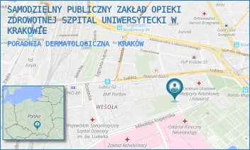 PORADNIA DERMATOLOGICZNA - SAMODZIELNY PUBLICZNY ZAKŁAD OPIEKI ZDROWOTNEJ SZPITAL UNIWERSYTECKI W KRAKOWIE - UL. BOTANICZNA 3,  KRAKÓW