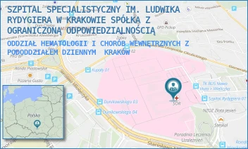 ODDZIAŁ HEMATOLOGII I CHORÓB WEWNĘTRZNYCH Z PODODDZIAŁEM DZIENNYM - SZPITAL SPECJALISTYCZNY IM. LUDWIKA RYDYGIERA W KRAKOWIE SPÓŁKA Z OGRANICZONĄ ODPOWIEDZIALNOŚCIĄ - OSIEDLE ZŁOTEJ JESIENI 1,  KRAKÓW