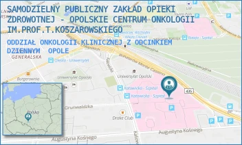 ODDZIAŁ ONKOLOGII KLINICZNEJ Z ODCINKIEM DZIENNYM - SAMODZIELNY PUBLICZNY ZAKŁAD OPIEKI ZDROWOTNEJ - OPOLSKIE CENTRUM ONKOLOGII IM.PROF.T.KOSZAROWSKIEGO - KATOWICKA 66A,  OPOLE