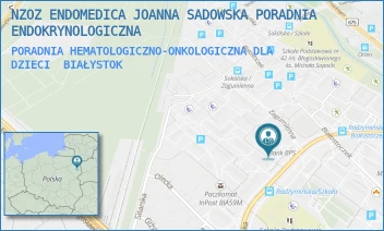 PORADNIA HEMATOLOGICZNO-ONKOLOGICZNA DLA DZIECI - NZOZ ENDOMEDICA JOANNA SADOWSKA PORADNIA ENDOKRYNOLOGICZNA - RADZYMIŃSKA 16/101,102,  BIAŁYSTOK