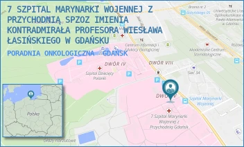 PORADNIA ONKOLOGICZNA - 7 SZPITAL MARYNARKI WOJENNEJ Z PRZYCHODNIĄ SPZOZ IMIENIA KONTRADMIRAŁA PROFESORA WIESŁAWA ŁASIŃSKIEGO W GDAŃSKU - UL. POLANKI 117,  GDAŃSK