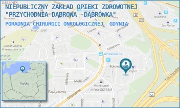 PORADNIA CHIRURGII ONKOLOGICZNEJ - NIEPUBLICZNY ZAKŁAD OPIEKI ZDROWOTNEJ "PRZYCHODNIA DĄBROWA -DĄBRÓWKA" - UL. SOJOWA 33C,  GDYNIA
