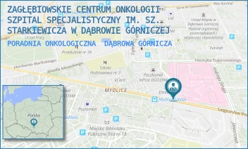 PORADNIA ONKOLOGICZNA - ZAGŁĘBIOWSKIE CENTRUM ONKOLOGII SZPITAL SPECJALISTYCZNY IM. SZ. STARKIEWICZA W DĄBROWIE GÓRNICZEJ - UL. SZPITALNA 13/.,  DĄBROWA GÓRNICZA