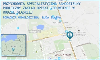 PORADNIA ONKOLOGICZNA - PRZYCHODNIA SPECJALISTYCZNA SAMODZIELNY PUBLICZNY ZAKŁAD OPIEKI ZDROWOTNEJ W RUDZIE ŚLĄSKIEJ - UL. PIOTRA NIEDURNEGO 50D,  RUDA ŚLĄSKA