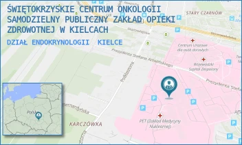 DZIAŁ ENDOKRYNOLOGII - ŚWIĘTOKRZYSKIE CENTRUM ONKOLOGII SAMODZIELNY PUBLICZNY ZAKŁAD OPIEKI ZDROWOTNEJ W KIELCACH - ARTWIŃSKIEGO 3,  KIELCE