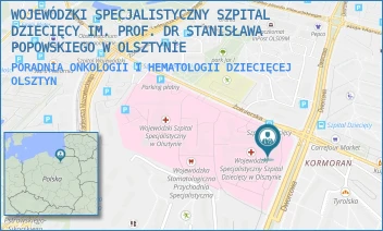 PORADNIA ONKOLOGII I HEMATOLOGII DZIECIĘCEJ - WOJEWÓDZKI SPECJALISTYCZNY SZPITAL DZIECIĘCY IM. PROF. DR STANISŁAWA POPOWSKIEGO W OLSZTYNIE - ŻOŁNIERSKA 18A,  OLSZTYN