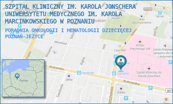 PORADNIA ONKOLOGII I HEMATOLOGII DZIECIĘCEJ - SZPITAL KLINICZNY IM. KAROLA JONSCHERA UNIWERSYTETU MEDYCZNEGO IM. KAROLA MARCINKOWSKIEGO W POZNANIU - SZPITALNA 27/33,  POZNAŃ-JEŻYCE