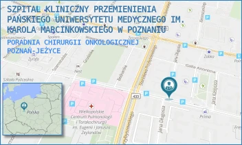 PORADNIA CHIRURGII ONKOLOGICZNEJ - SZPITAL KLINICZNY PRZEMIENIENIA PAŃSKIEGO UNIWERSYTETU MEDYCZNEGO IM. KAROLA MARCINKOWSKIEGO W POZNANIU - AUGUSTYNA SZAMARZEWSKIEGO 84,  POZNAŃ-JEŻYCE