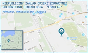 PORADNIA ONKOLOGICZNA - NIEPUBLICZNY ZAKŁAD OPIEKI ZDROWOTNEJ POŁOŻNICTWO GINEKOLOGIA  "ESKULAP" - PODMIEJSKA 8,  RAWICZ