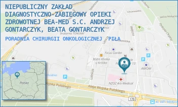 PORADNIA CHIRURGII ONKOLOGICZNEJ - NIEPUBLICZNY ZAKŁAD DIAGNOSTYCZNO-ZABIEGOWY OPIEKI ZDROWOTNEJ BEA-MED S.C. ANDRZEJ GONTARCZYK, BEATA GONTARCZYK - MATWIEJEWA 6,  PIŁA
