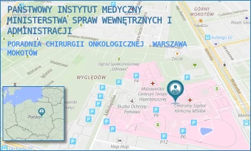 PORADNIA CHIRURGII ONKOLOGICZNEJ - PAŃSTWOWY INSTYTUT MEDYCZNY MINISTERSTWA SPRAW WEWNĘTRZNYCH I ADMINISTRACJI - WOŁOSKA 137,  WARSZAWA MOKOTÓW
